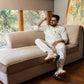 Chic White Linen Kurta Trousers Combo with Dual Pockets - Snug