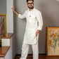 Chic White Linen Kurta Trousers Combo with Dual Pockets - Snug