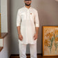 Chic White Linen Kurta Trousers Combo with Dual Pockets - Snug