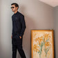 Mystic Midnight Ensemble: Snug's Egyptian Cotton Kurta & Trouser with Linen Waistcoat. - Snug