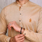 Beige Chambray Kurta with Pearl White Trouser - Snug