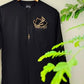 Black Kurta Trouser With Block Printed Pocket Square