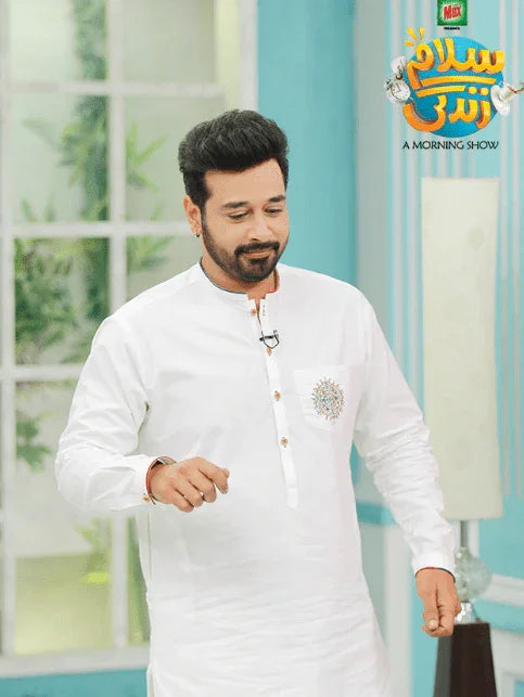 Embroidered Pocket Kurta and trouser made by Snug - Snug