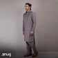 Grey Kurta Shalwar with Black Logo - Snug