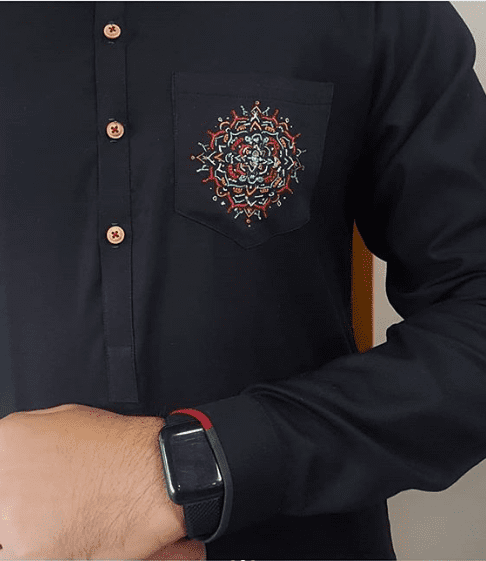 Embroidered Pocket Kurta and trouser made by Snug