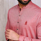 Maroon Chambray Kurta with Pearl White Trouser - Snug