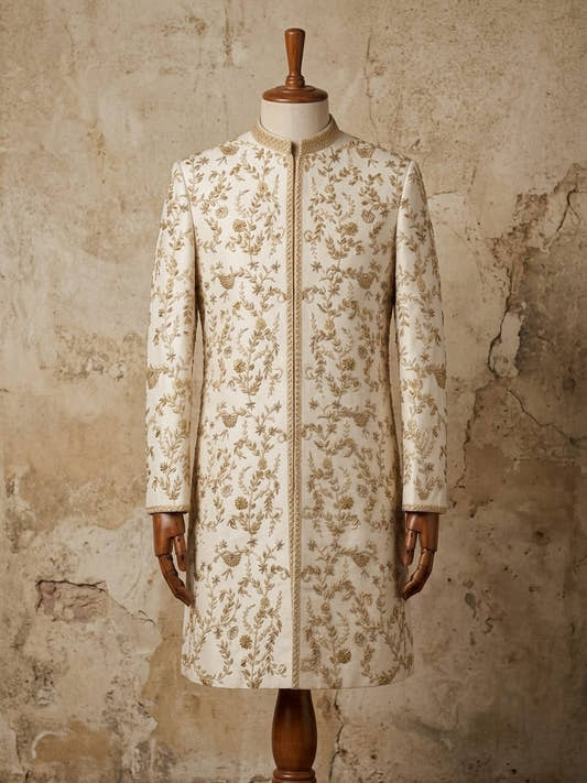 Hand embroidery Men's Sherwani by Snug
