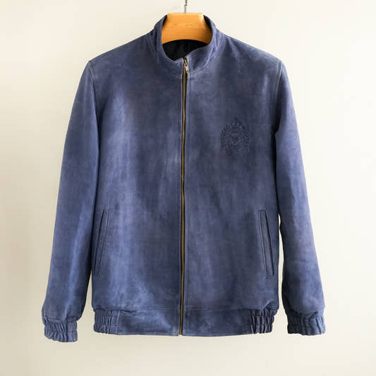 Blue Suede Genuine Leather Jacket