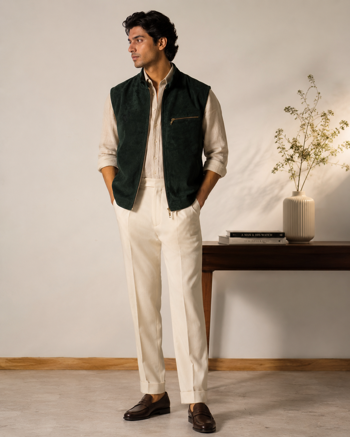 Zipper Suede Leather Waistcoat for Men – Premium Look | Snug