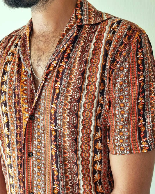 Rust Whisper Striped Gauzy Shirt by Snug.