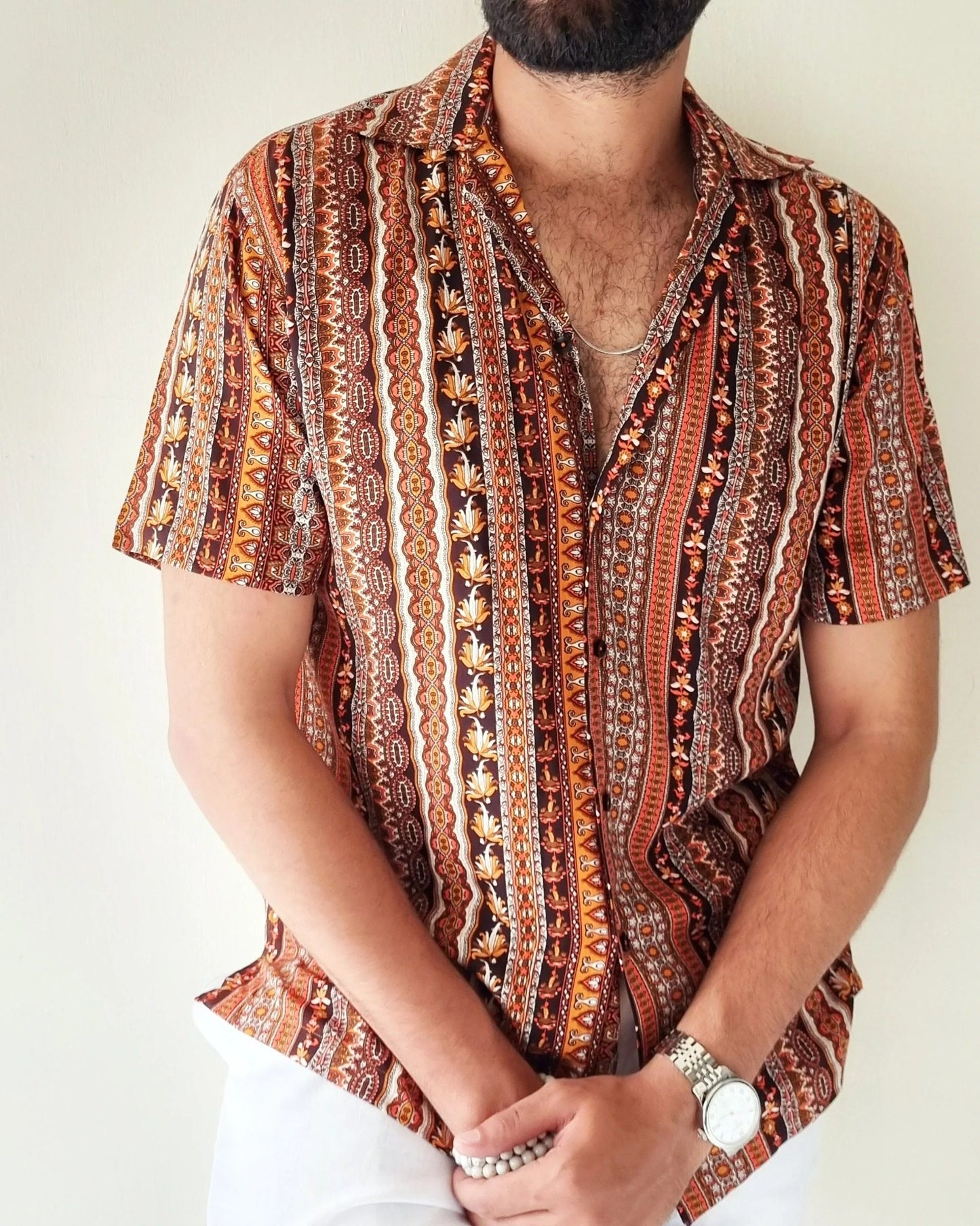 Rust Whisper Striped Gauzy Shirt by Snug.