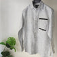 Linen Cross Striped Patch Shirt