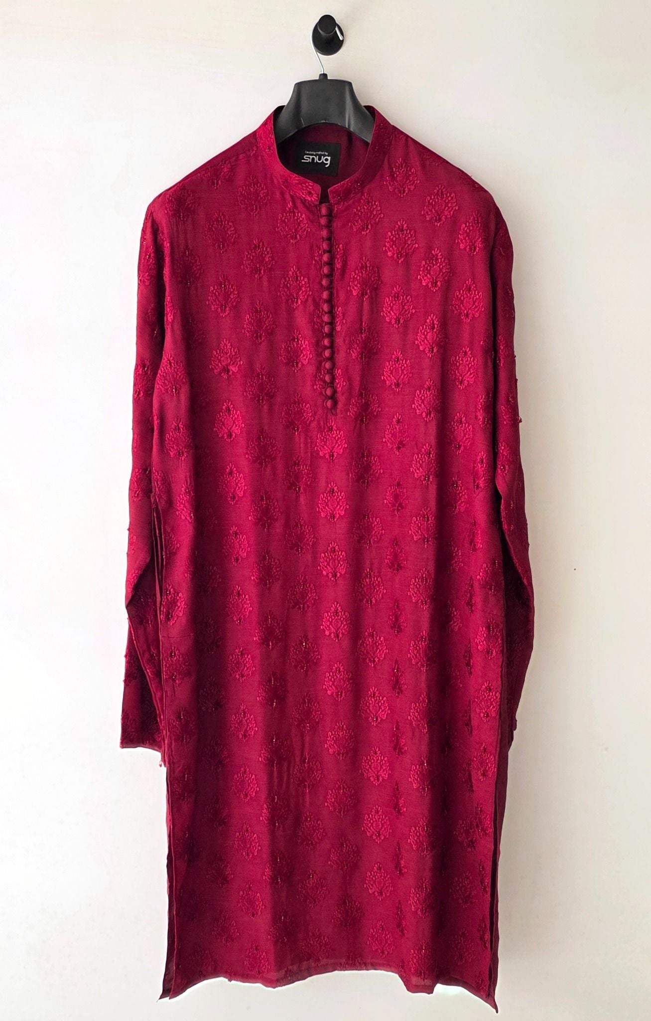 Maroon Hand Embroidered Kurta Trouser.