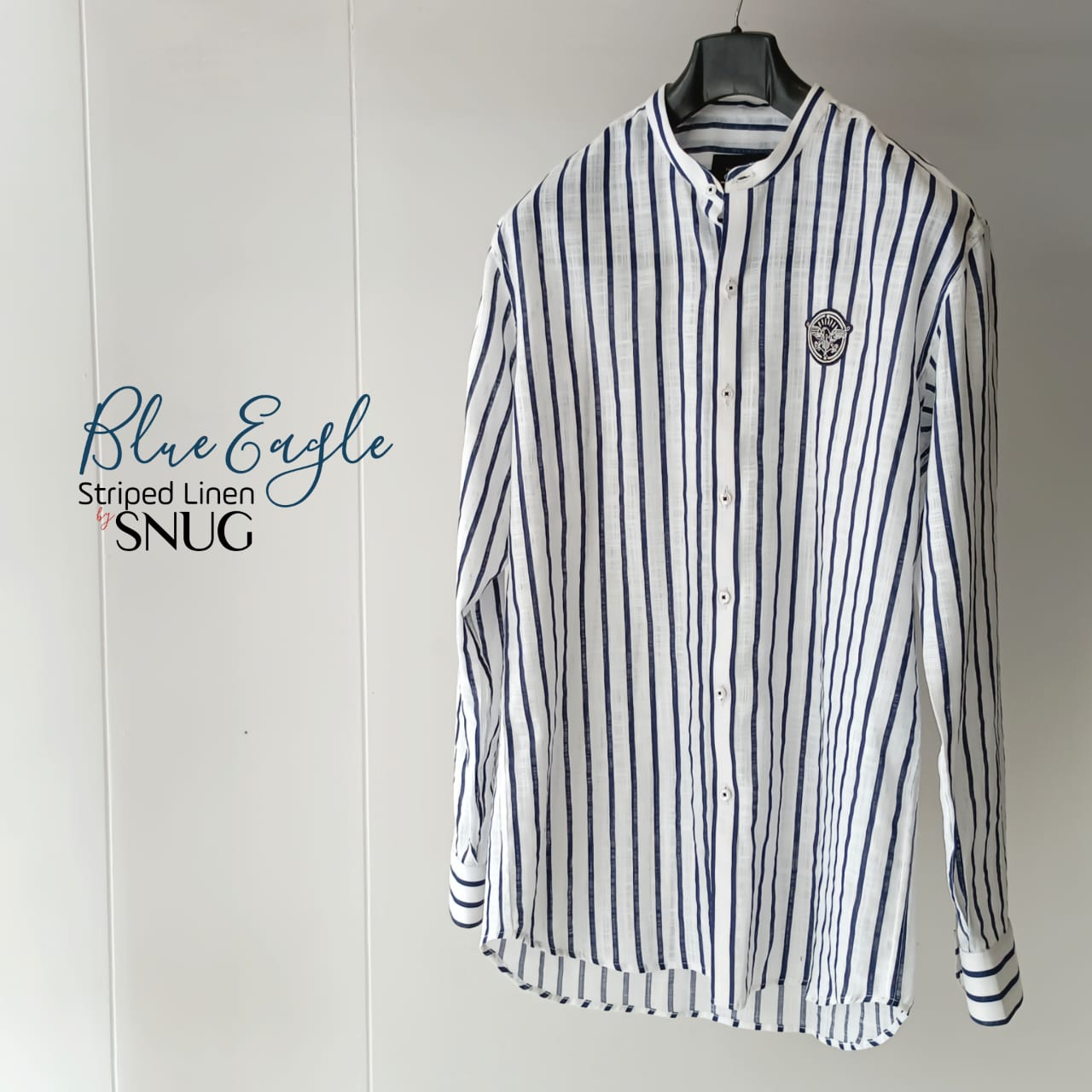 Chest Embroidery Linen Striped Shirt - Snug