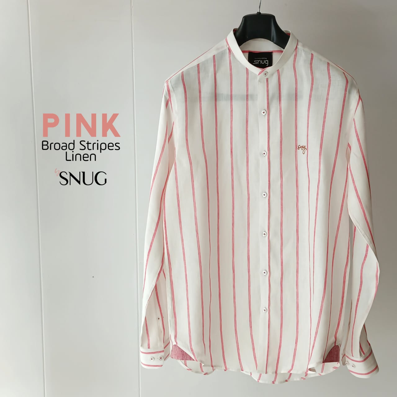 Pink Broad Stripes Linen Shirt - Snug
